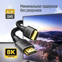 Кабель ColorWay HDMI-HDMI V2.1 8K 2м, Black (CW-CBHD088-BK) - мініатюра 9