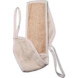 Губка банна масажна Titania у вигляді ременя з ручками з люфи та бавовни (7405)