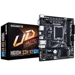 Материнська плата LGA1700, Gigabyte H610M S2H V2, H610, 2xDDR5, Int.Video(CPU), 4xSATA3, 1xM.2, 1xPCI-E 4.0 x16, 1xPCI-E 3.0 x1, ALC997, Real 4xUSB3.2/8xUSB2.0, VGA/HDMI/2xDP, MicroATX