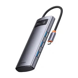 USB-хаб Baseus Metal Gleam Series 4-in-1 Multifunctional Type-C HUB Docking Station Gray（Type-C to USB3.0*4） (WKWG070013) - мініатюра 5