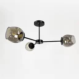 Сучасна стельова люстра в чорному корпусі на 3 плафони Line.F 91069/3 BK