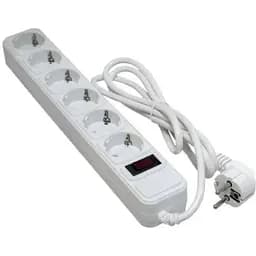 Фильтр сетевой Patron, 6 розеток, 3 м, белый, 10А, до 2.2 кВт, выключатель, заземление, 3x1 мм² (SP-1063W)