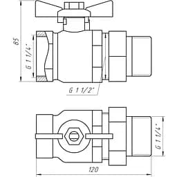Кран кульовий прямий з американкою Arco 1 1/4″ Sena 154106 - мініатюра 3