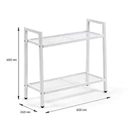 Стелаж-етажерка двоярусний з металу білий 60x26x60см SW-00002102 - мініатюра 3