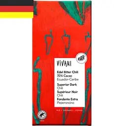 Шоколад Vivani Edel Bitter Chili чорний з перцем чилі органічний 70% 100 г