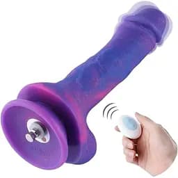 Фалоімітатор 8.2″ з вібрацією для секс-машин Hismith Purple Silicone Dildo with Vibe, KlicLok