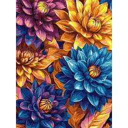 Картина за номерами "Яскраві жоржини" ©art_selena_ua с красками металлик extra Ідейка KHO3305, 30х40 см