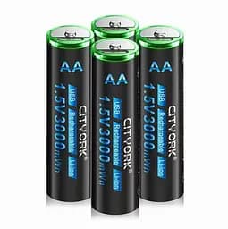 Акумулятор AA Cityork 1.5v 3000mwh літій-іонний + USB (Чорний) - мініатюра 5