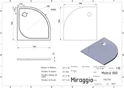 Душовий піддон Miraggio MADRID 800 (0000616) Miramarble | Глянцевий | Кутовий | Білий - мініатюра 2