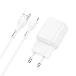Блок питания с кабелем Адаптер сетевой Hoco Lightning cable C96A 1USB белый