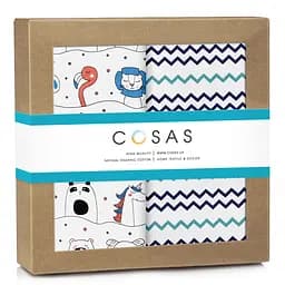 Пелюшки багаторазові Cosas дитячі Animals CS3 2 шт., 80х100 см, бірюзові