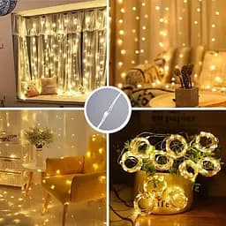 Гірлянда Водоспад USB штора 3х2м, білий теплий, 200 LED + пульт / Новорічна світлодіодна гірлянда на вікно - мініатюра 4