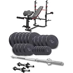 Набір Elitum Titan 109кг з лавою HS-1065HB Pro, штангою та гантелями