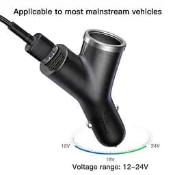 Автомобільний зарядний пристрій Baseus Y type dual USB+cigarette lighter extended carcharger CCALL-YX01 - мініатюра 9
