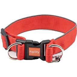 Нашийник для собак Agility нейлон зі світловідбивним кантом подвійний 47-51х4см червоний