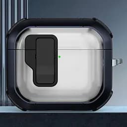 Футляр протиударний Locking Button для навушників Airpods 4 Blue - мініатюра 2