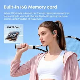 Навушники Langsdom кісткові бездротові BE24 з памʼяттю 16GB MP3 плеєром Bluetooth та шумоподавленням для бігу і спорту Фіолетовий - мініатюра 7