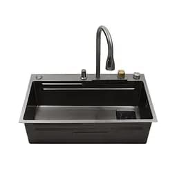 Кухонна мийка Kroner KRP Schwarze - SET7545HM PVD (3.0/0.8 мм) CV033382, Чорний - мініатюра 7