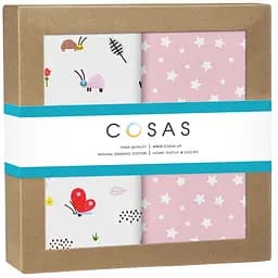 Пелюшки дитячі багаторазові Cosas Bees cs3 2 шт 80х100 см (Бязь_БджілкиЧервоні_ЗорепадРожевий)