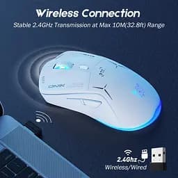 Комп'ютерна мишка Onikuma бездротова ігрова CW917 з підсвіткою Bluetooth 2.4GHz акумуляторна ергономічна для ПК - мініатюра 6