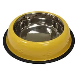 Миска для тварин з нержавійки 0,24 л Croci 16 см жовта