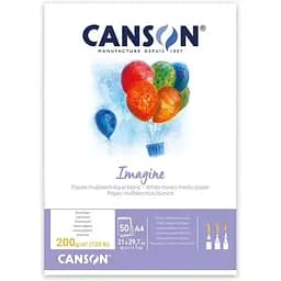 Блок бумаги Canson IMAGINE (mix media) А4 200 г/м² 50 листов натуральный белый гладкий