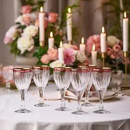 Набір бокалів для вина TS Kitchen із золотою облямівкою 6 штук по 250 мл, рожевий HP548