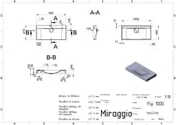 Умивальник Miraggio FLY 1000 (0000733) Miramarble, Глянцевий, Підвісний/Врізний, Білий - мініатюра 2
