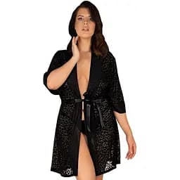 Пеньюар Obsessive Jagueria 4XL/5XL черный