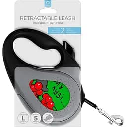 Повідець-рулетка для собак Waudog R-leash Калина, світловідбиваючий, L, до 50 кг, 5 м, чорний - мініатюра 3