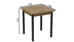 Стіл кухонний Ferrum-decor Агата 75x70x70 Чорний ДСП Дуб Артізан 16мм (FRD-105673) - мініатюра 3