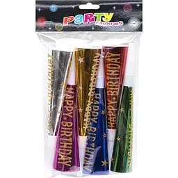 Набір трубочка-свисток кольорова фольгована, 20 см, 6 шт., 1698-1