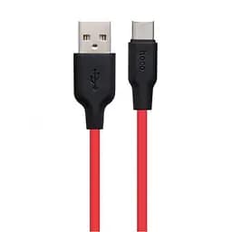 USB Cable Hoco X21 Plus Silicone Type-C Black/Red 0.25m