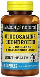 Хондропротектори Mason Natural Glucosamine Chondroitin with Collagen & Hyaluronic Acid, 90 капсул глюкозамин и хондроитин
