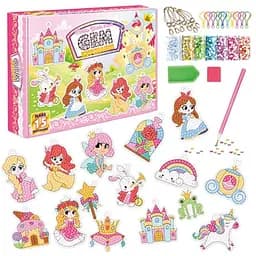 Набір для творчості алмазна мозаїка Bambi Принцеси, тваринки, замок брелок 15 штук SK8019