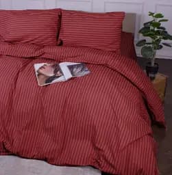 Простирадло MirSon Ranforce Elite Stripe Red на резинці 70х140 см червоне (2200010365603) - мініатюра 4
