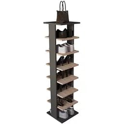 Полиця для взуття Flamecame висока для дому на 7 пар із ДСП OF-1 Антрацит Дуб сонома