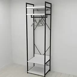 Шафа Гардероб Уні секція 2 серії Конект Ferrum-decor 220x60x50см Чорний метал ДСП Білий 32 мм (FRD-104535)