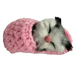 Детский антистресс Котик спит в вязаной тапочке MM418(Pink)