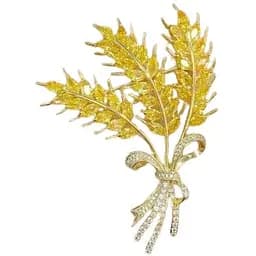 Брошь Колосья пшеницы три колоска брошь-булавка символ Украины желтая