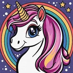 Набор для росписи по номерам для детей 5+ Радужная единорожка, Ideyka, 25x25 см, КНО6293