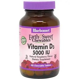 Вітаміни та мінерали Bluebonnet Nutrition Earth Sweet Chewables Vitamin D3 5000 IU, 90 жувальних таблеток
