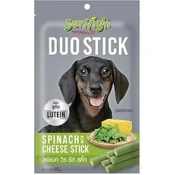 Ласощі для собак Jerhigh подвійні палички зі шпинатом та сиром 50 г