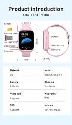 Смарт годинник-телефон дитячі Wonlex CT25 з відеодзвінком WI-FI GPS SIM-карта Pink (18357) - мініатюра 12