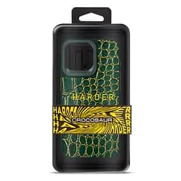 Кожаный чехол для Apple iPhone 15 Pro Max, Harder Crocosaur, зеленый, термополиуретан ТПУ + экокожа с текстурой крокодила, панель, защита корпуса, противоударный, микрофибра, рамка вокруг камеры, защита всего корпуса, (ARM76708) - мініатюра 3