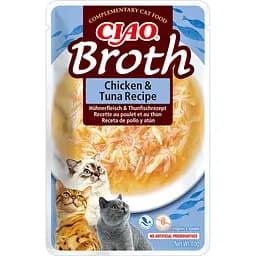 Влажный корм для кошек Inaba Ciao Churu Broth с тушеной курицей и тунцом в бульоне 40 г