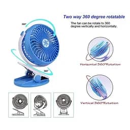 Акумуляторний настільний вентилятор Moltis Mini Fan WX 6503 на прищіпці 1000mAh Вітродуйка 5Вт 4 Блакитний - мініатюра 7