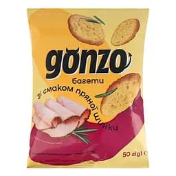 Сухарики пшеничні Gonzo Багети зі смаком пряної шинки 50 г