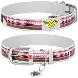 Нашийник для собак Waudog Design шкіряний з QR паспортом, малюнок Чудо-жінка, XS, Ш 12 мм, Дов 20-28 см