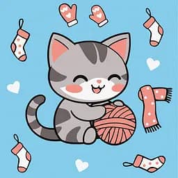 Набор для росписи по номерам для детей 5+ Котик и клубочек (картина №2), Ideyka, 25x25 см, КНО1234